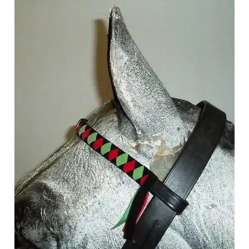 Velvet Browbands Cob (38cm) BLACK/LIGHTGREEN/RED