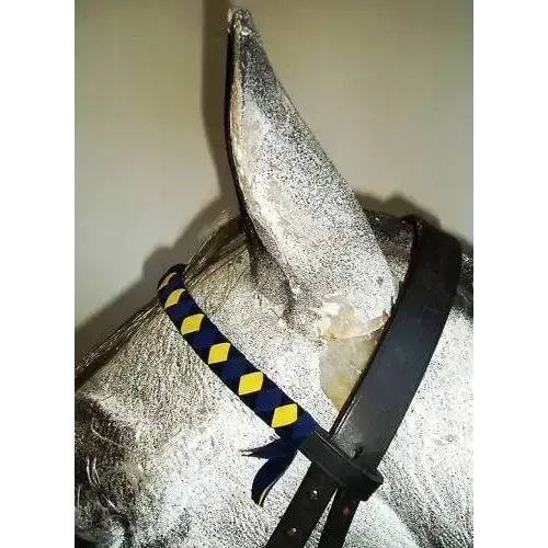 Velvet Browbands Full (40cm) NAVY/YELLOW/ROYAL