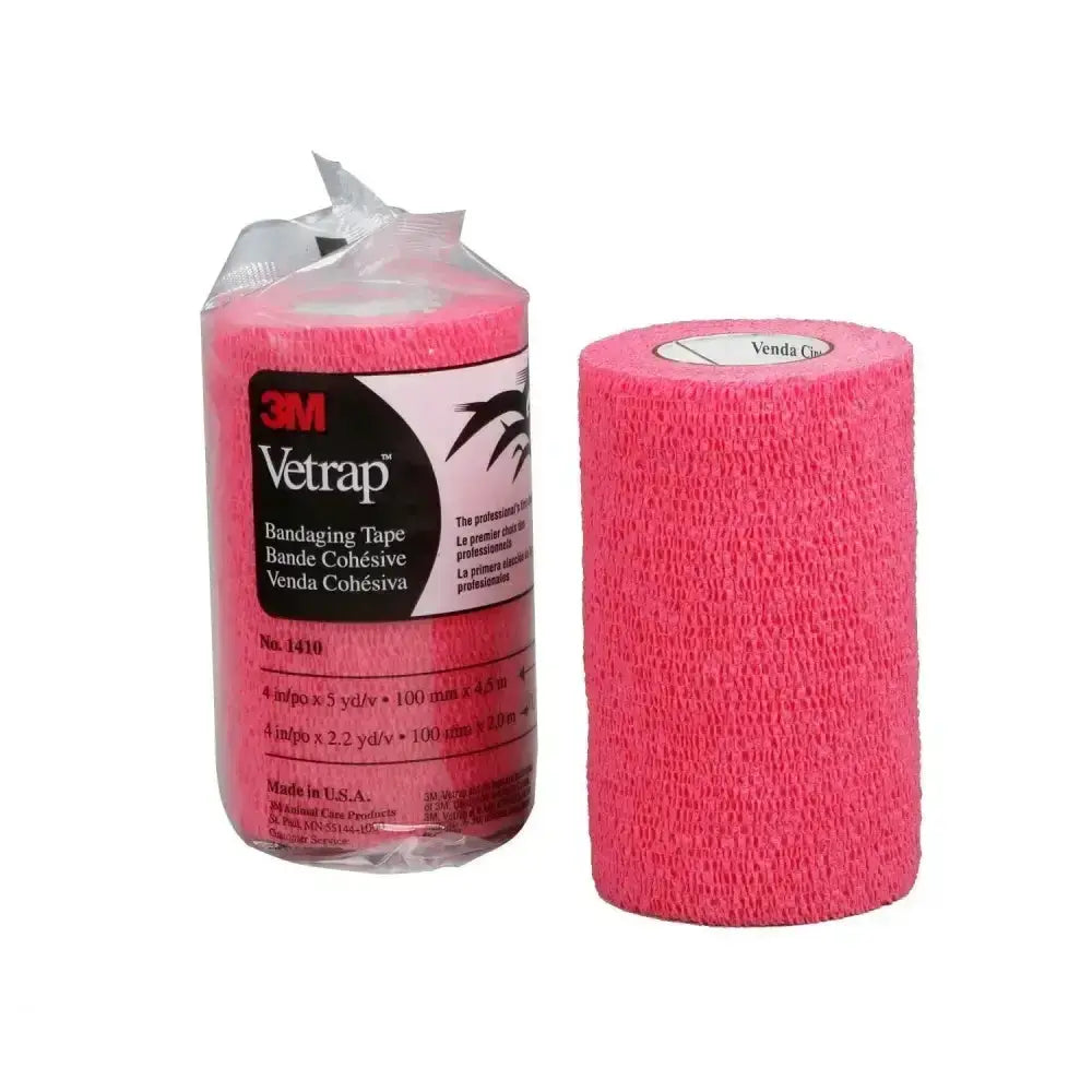 Bright pink vetrap 10cm bandage pack cohesive wrap with breathable textured mesh for small animals 18 pack