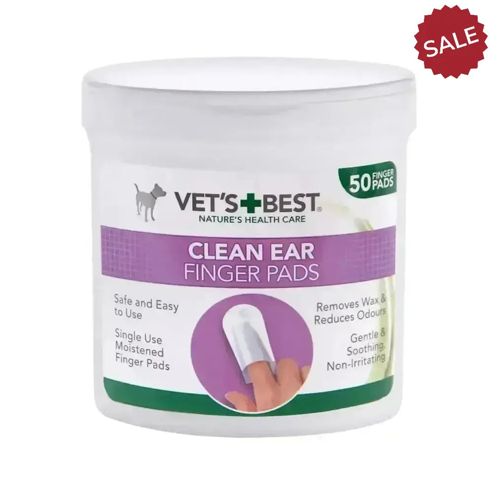Vets Best Clean Ear Finger Pads 50 PADS Pet Supplements