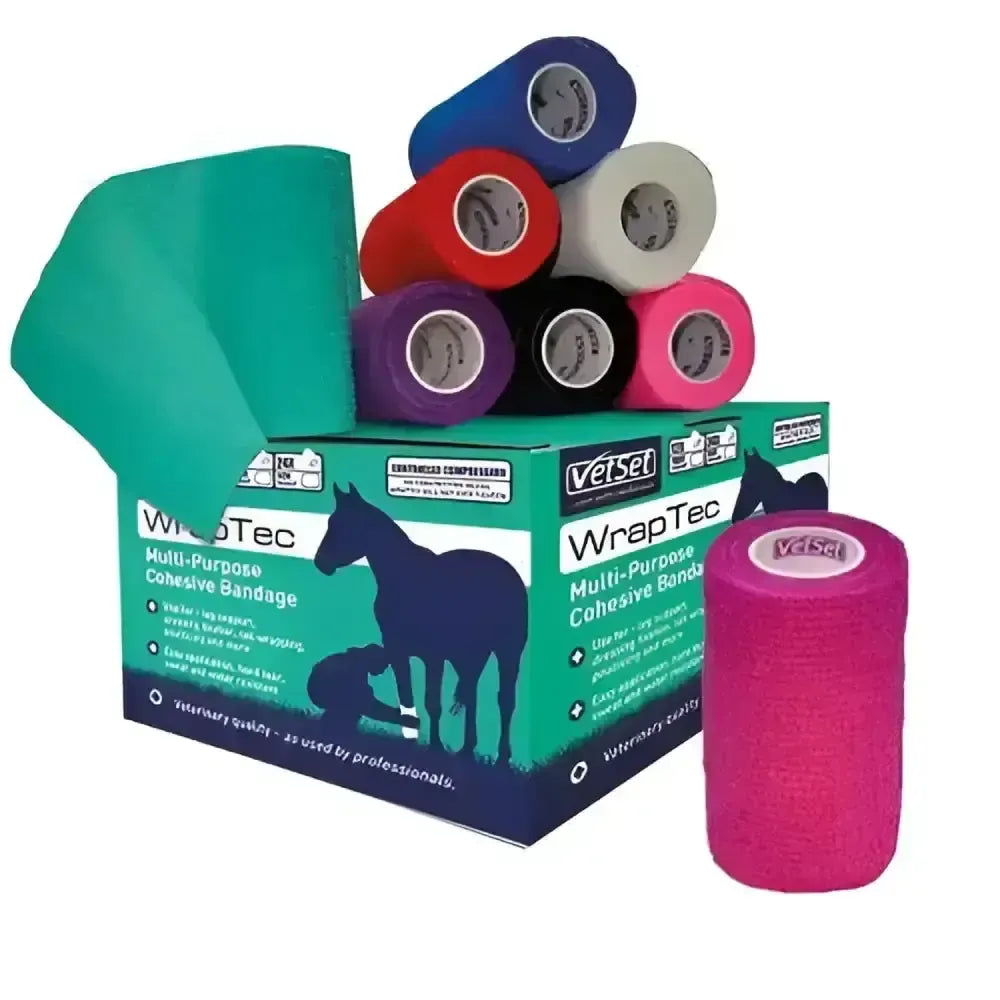 Vetset Wraptec Cohesive Bandage Bulk Buy Box of 12 Pink Vet Wrap