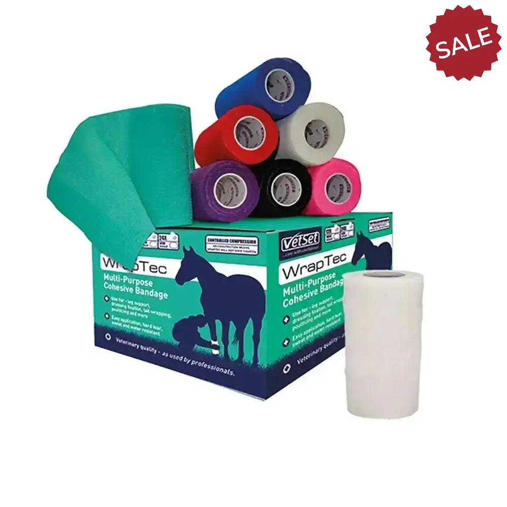 Vetset Wraptec Cohesive Bandage (Vet Wrap) White Vet Wrap