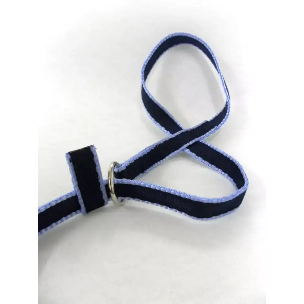 Black and light blue woven fabric leash with metal ring for libbys controller dog figure of 8 lead