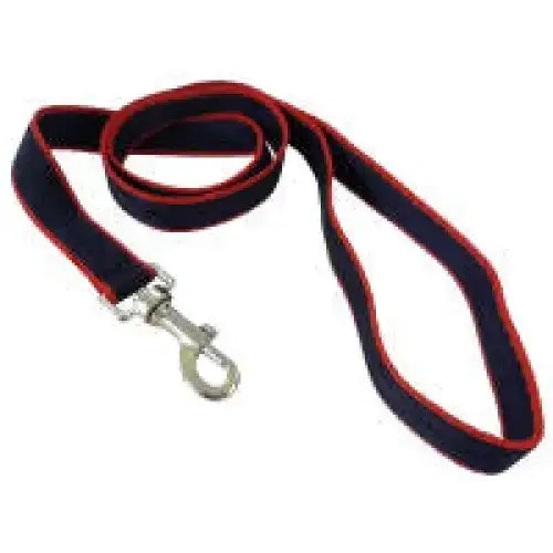 Black and red woven webbing trigger lead with silver metal clasp for secure dog walks and control