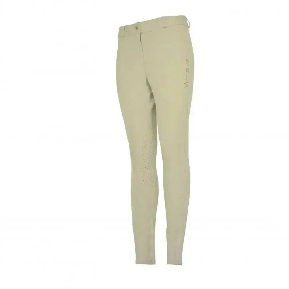 Beige whitaker birstall lady equestrian riding breeches with a sleek knitted design and subtle stitching details