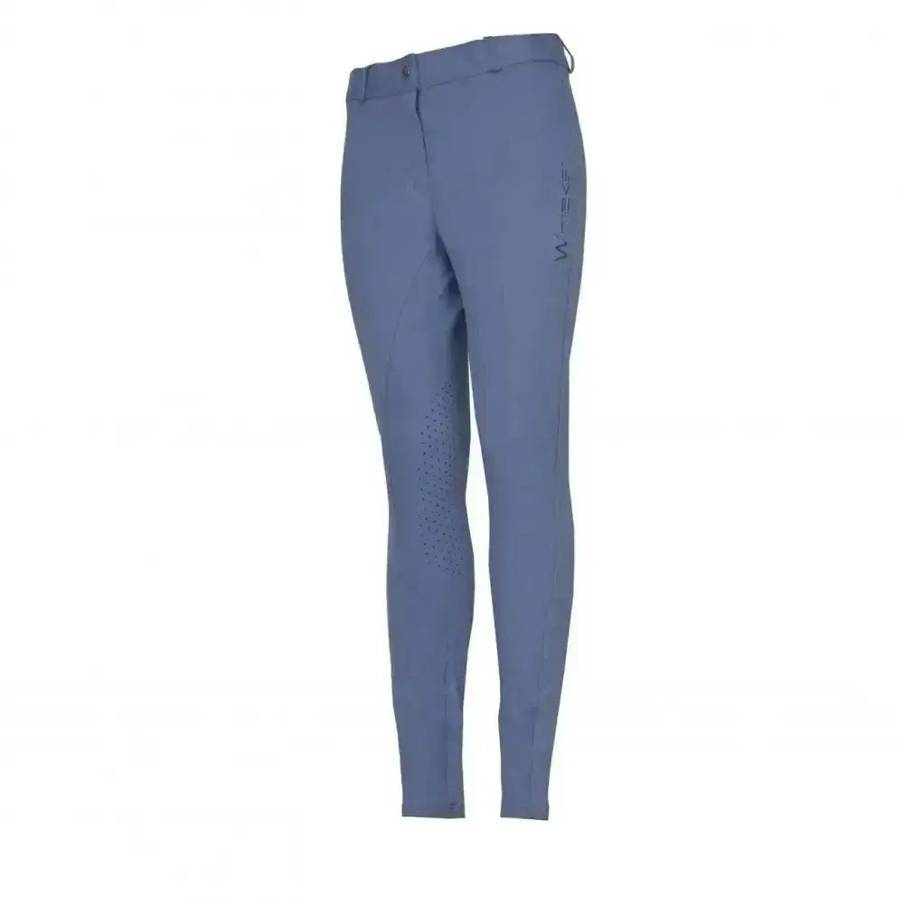 Blue whitaker birstall lady knitted breeches with sleek fit and subtle thigh perforations for riding comfort
