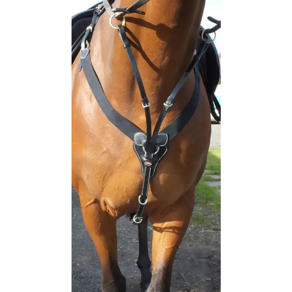 Black leather whitaker bp048av eastwood elasticated breastplate with decorative buckle in elasticated breastplate black design