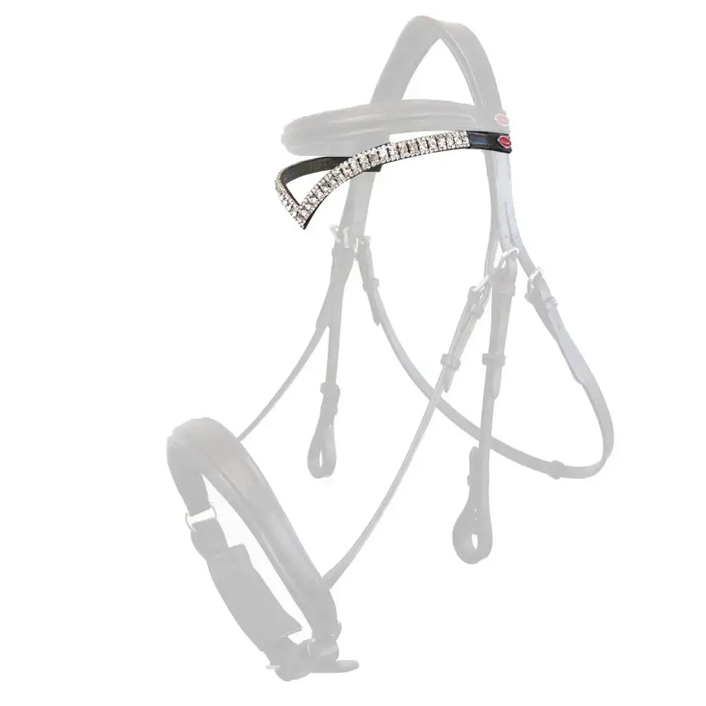 Black leather horse bridle whitaker br072bb lynton with a sparkling v-shaped diamante browband havana