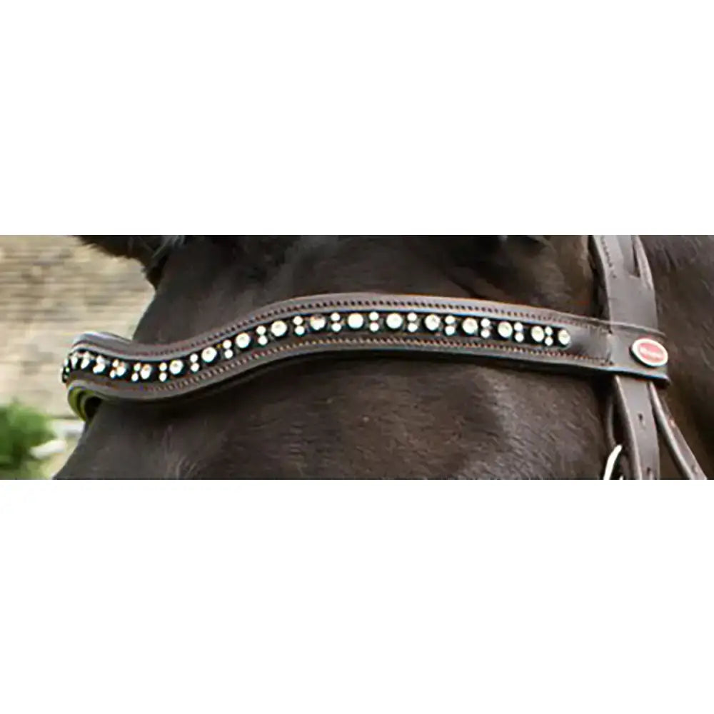 Black leather horse bridle whitaker br073bb lynton with curved diamante browband havana sparkling rhinestones