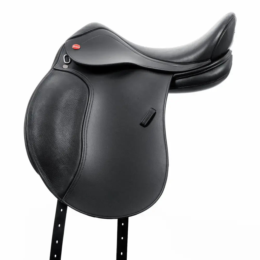 Black leather whitaker jws047 jack pony dressage saddle with glossy finish and subtle stitching details