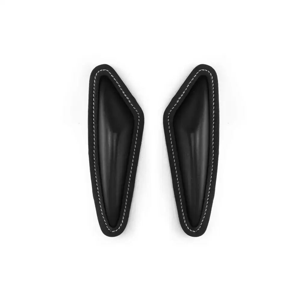 Black leather car interior armrest pads with white stitching for whitaker jws05b01 smooth jumping blocks