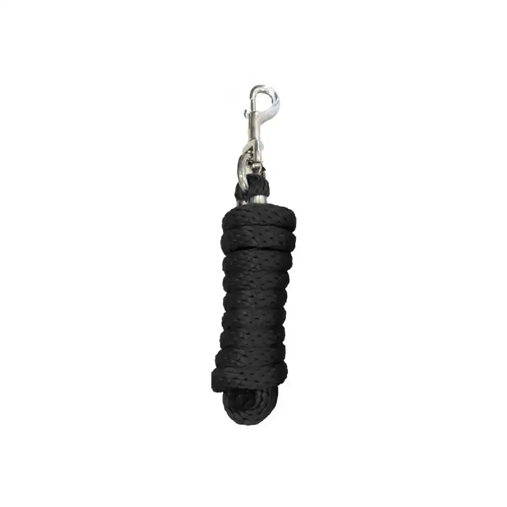 Black braided lead rope whitaker lr027 with silver metal clip ideal for secure horse handling