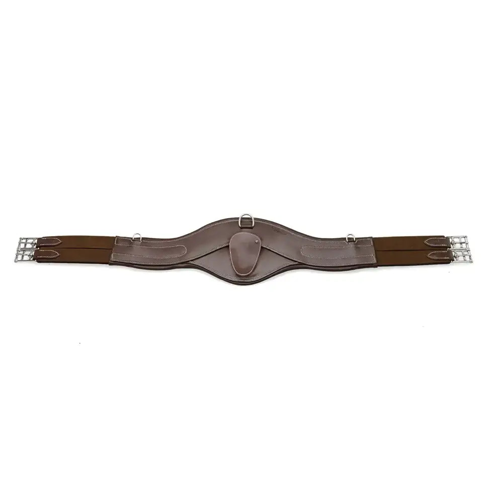 Brown leather whitaker lw021 classic leather pressure girth havana with silver buckles and stitching detail