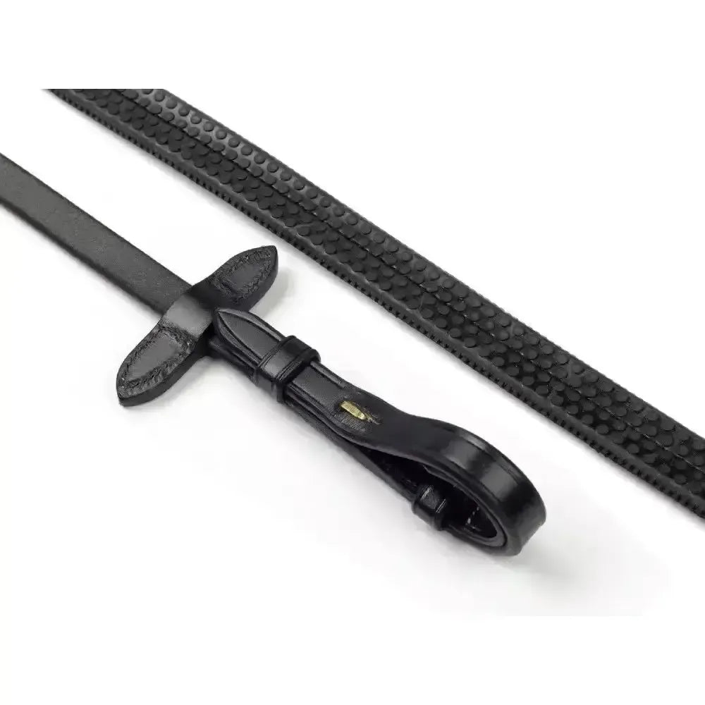 Whitaker Lynton Rubber Reins With Dimpled Grip Black 5/8inch Pony Black Reins
