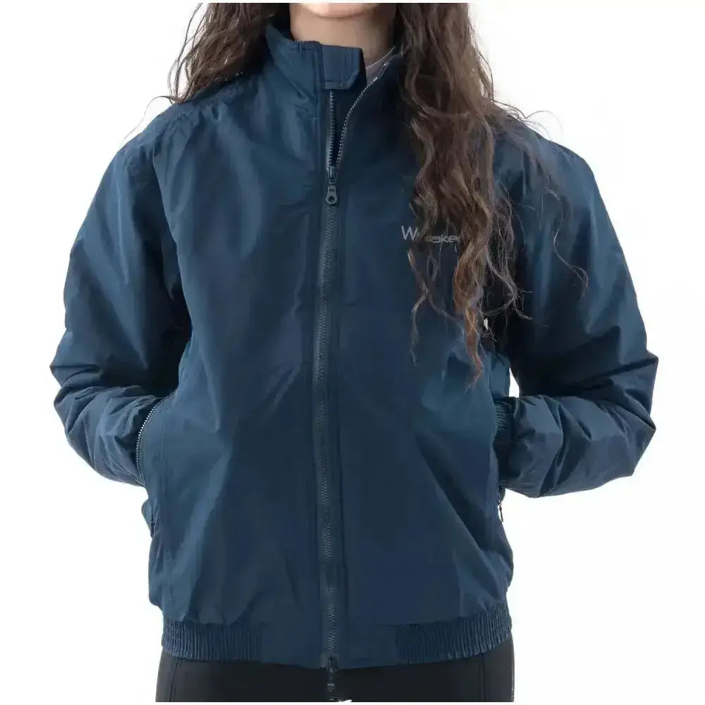 Dark blue nylon whitaker rastrick reflective unisex smug jacket with showerproof upper and subtle chest logo embroidery
