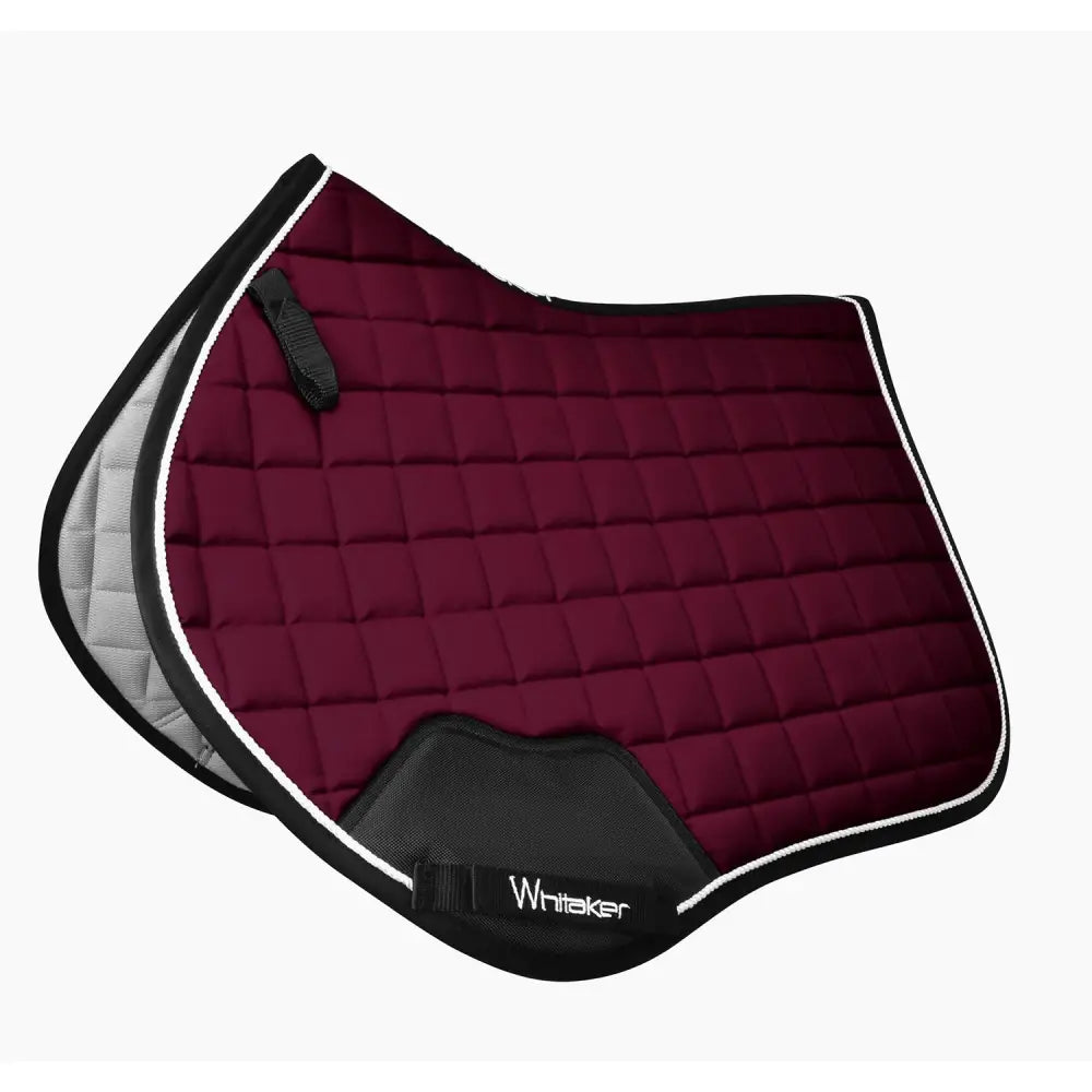 Maroon quilted whitaker sc160 club close contact saddle pad with black trim white piping and gray underside