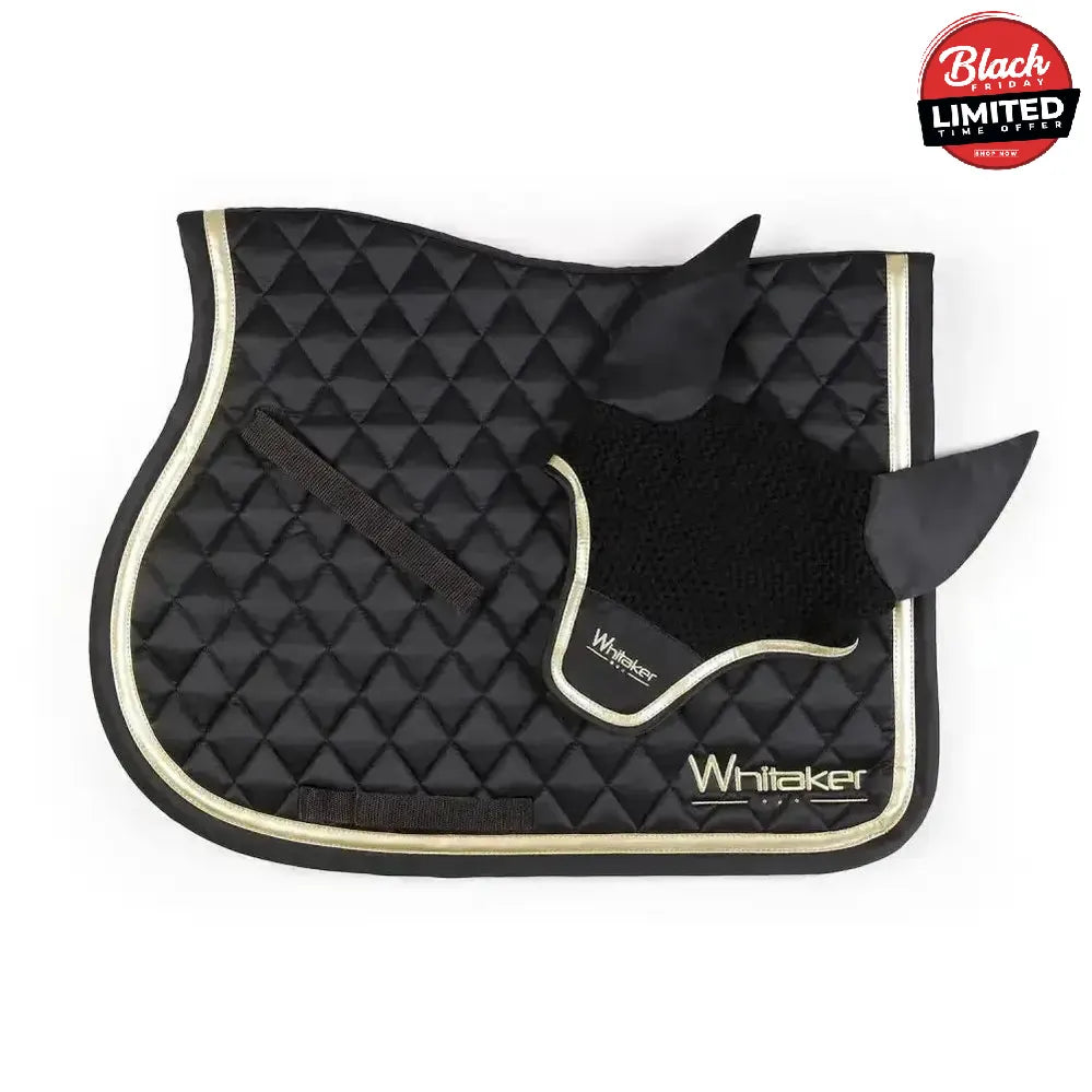 Whitaker Thornton Fly Veil Black/Gold Pony/Cob Black/Gold Horse Ear Bonnets