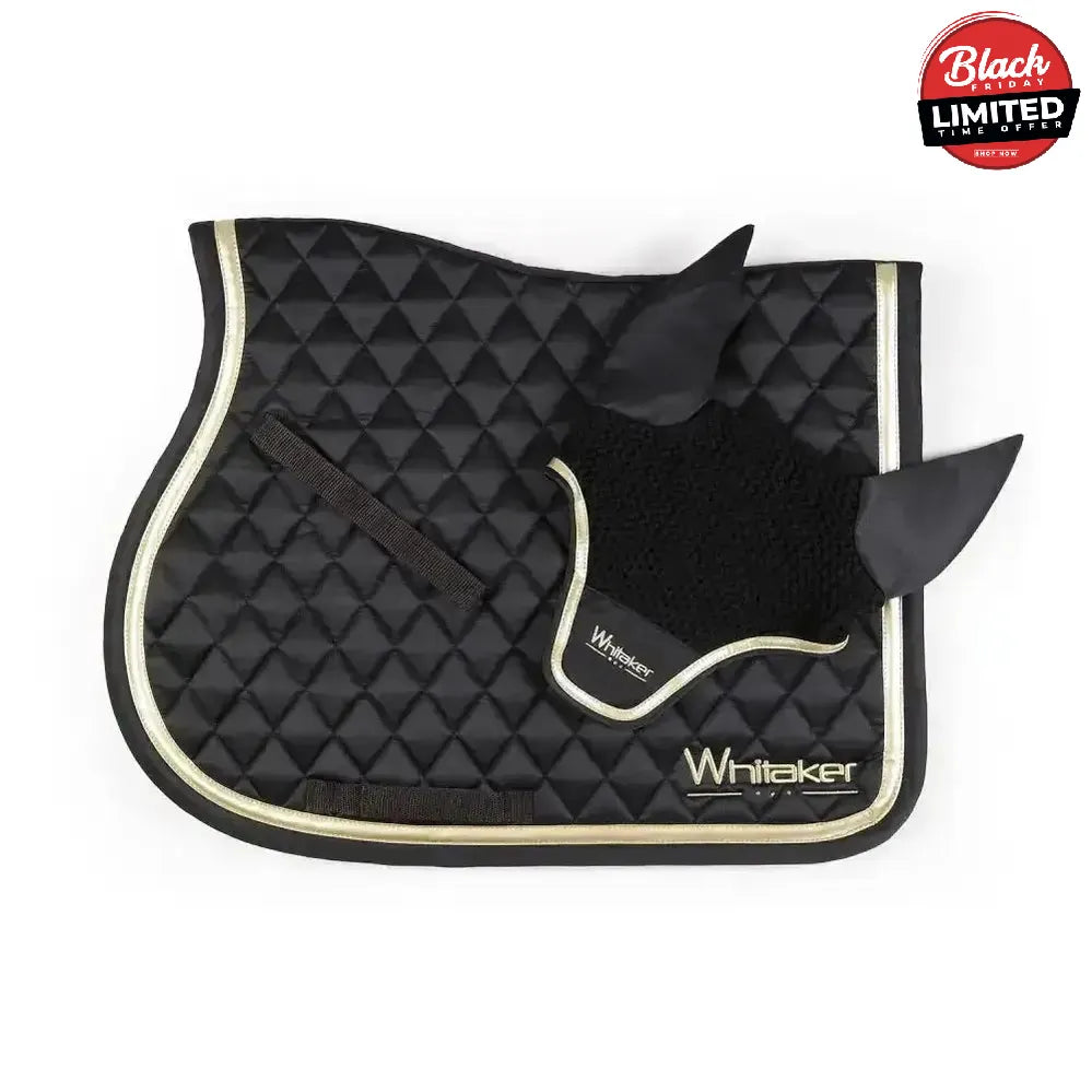 Whitaker Thornton Fly Veil Black/Gold Pony/Cob Black/Gold Horse Ear Bonnets