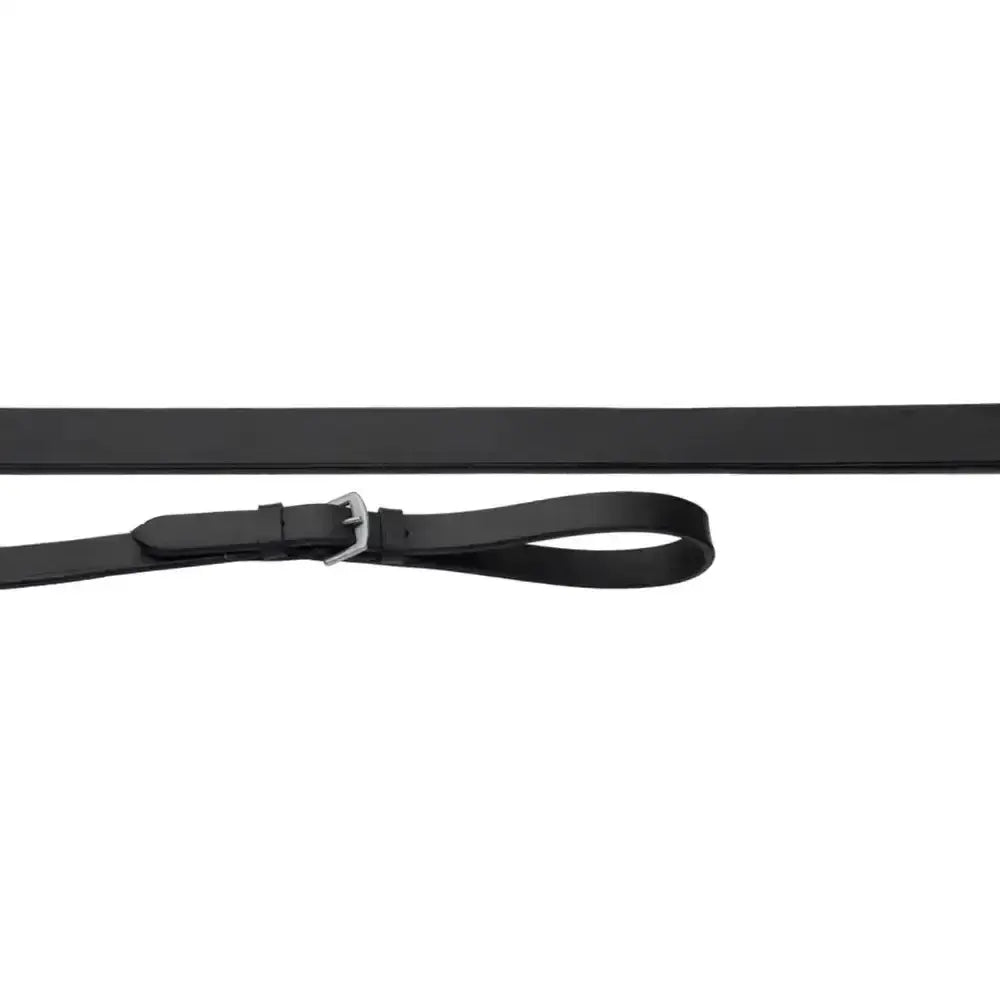 Black leather draw reins windsor equestrian leather with silver buckle and loop for riding control