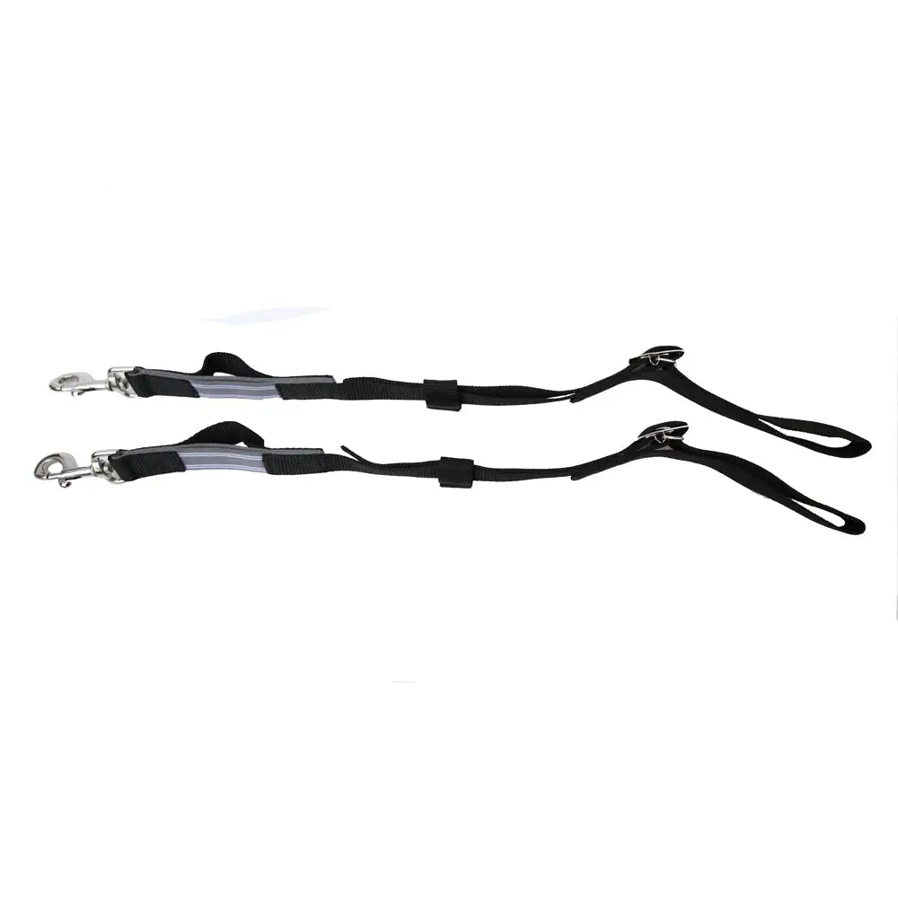 Black windsor nylon elastic rein pony leash with silver metal hardware and reflective strip in pony size