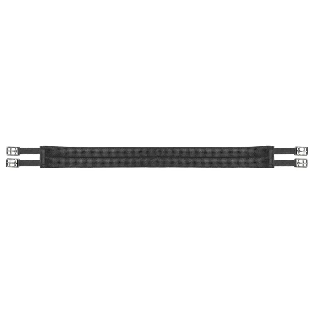 Black mesh wintec elastic girth with silver metal buckles and side adjusters for increased comfort and anti-galling material