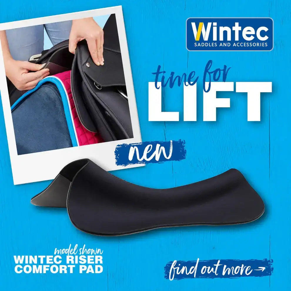Black wintec riser comfort pad with contoured padding for jump saddle use designed for better weight distribution