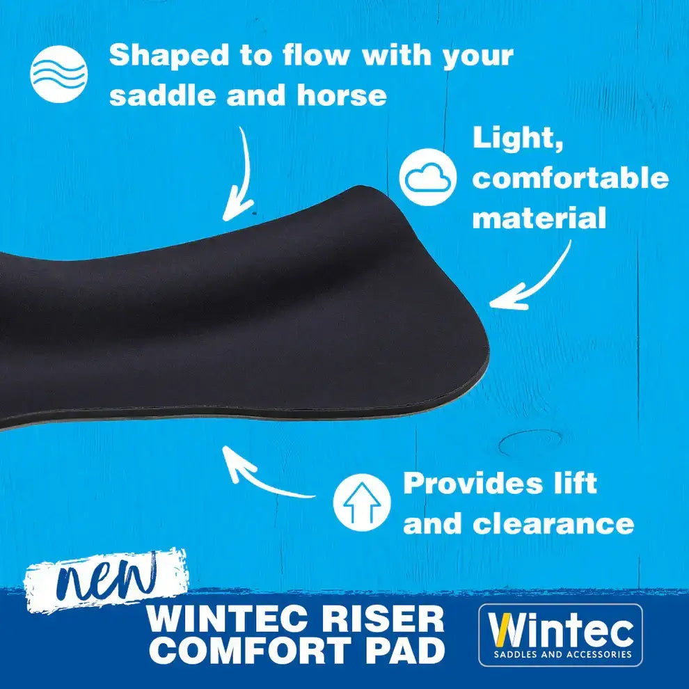Black wintec riser comfort pad designed to flow with the saddle and horse for a pad jump saddle setup