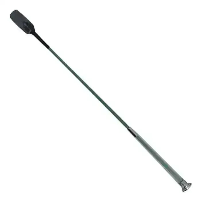 Black leather fusion riding whip with silver metallic handle from woof wear gel fusion collection