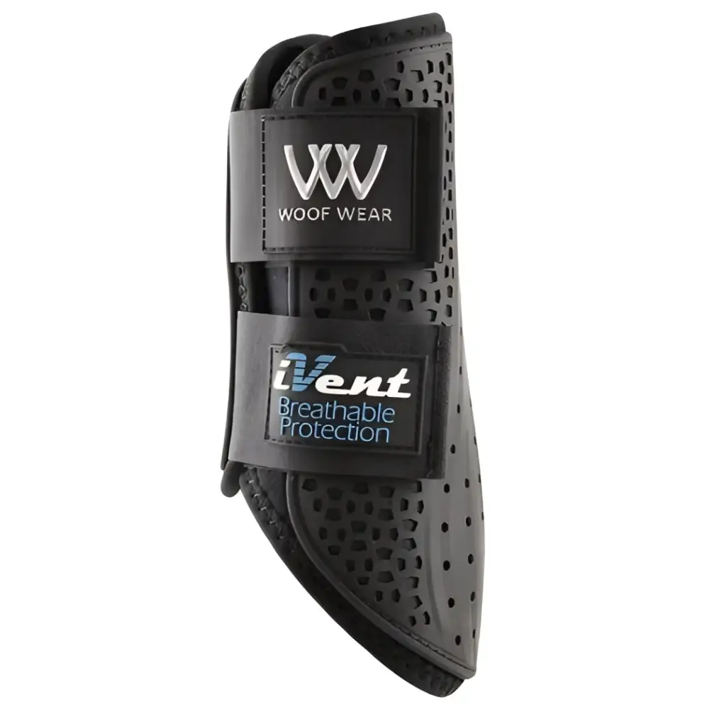 Black woof wear ivent hybrid boot with breathable mesh and perforated design for lightweight horse protection