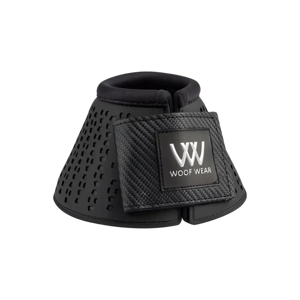 Black woof wear ivent overreach boot with carbon fiber strap and perforated design for strike zone protection