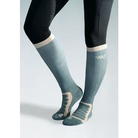 Woof Wear Long Bamboo Tech Riding Sock Steel Stone Small Riding Socks