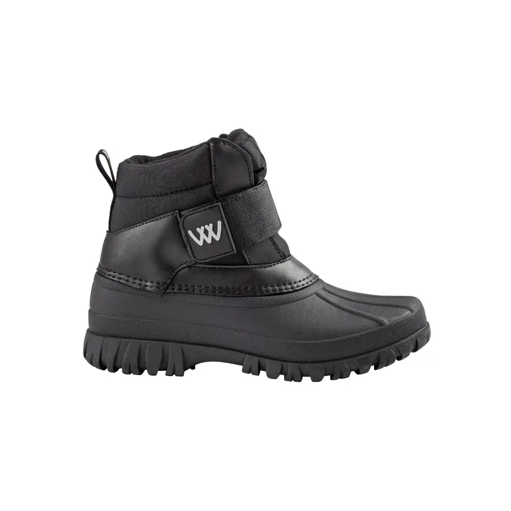 Woof wear new short yard boot black waterproof with velcro strap padded collar durable tpr galosh chunky tread sole