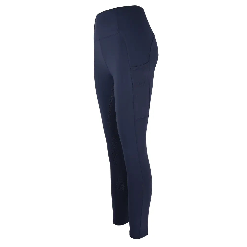 Navy blue woof wear original riding tights with silicone micro-grip full seat and 4-way stretch fabric and side pocket