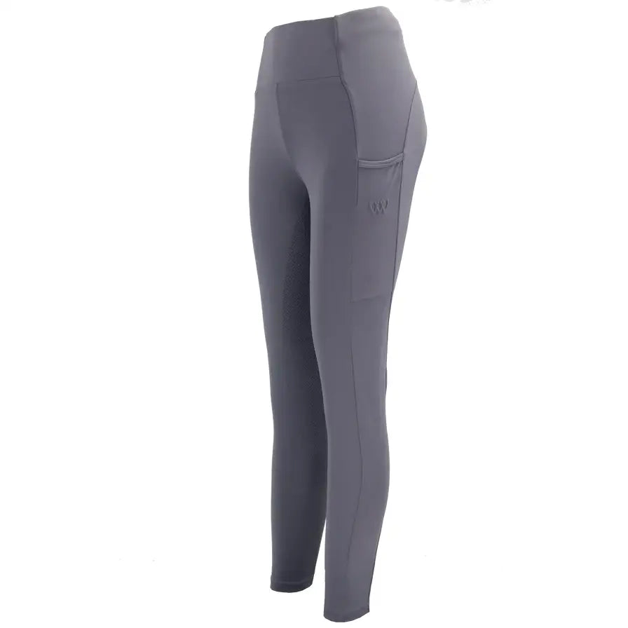 Gray woof wear original full seat riding tights with silicone micro-grip 4-way stretch and side pocket