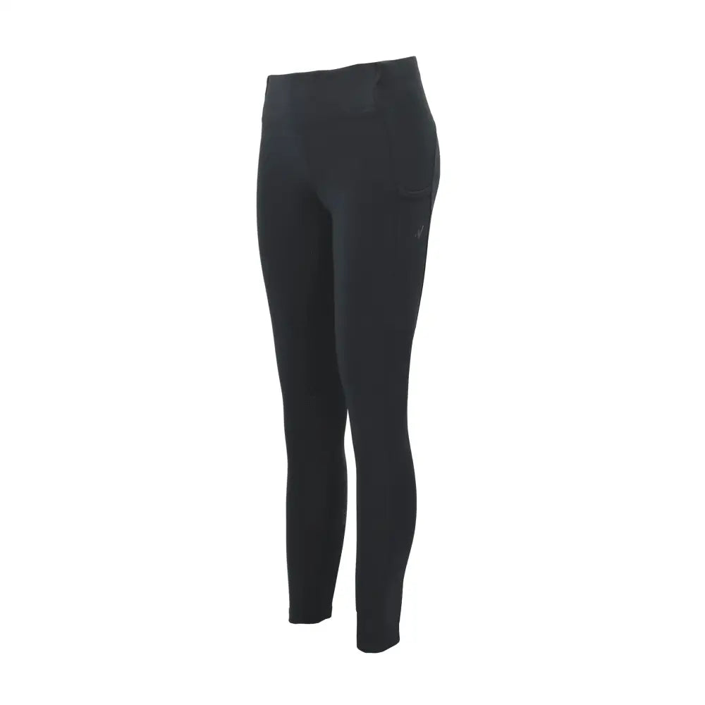 Black woof wear young rider pro tights with high waist and smooth seat silicone grip for riding comfort