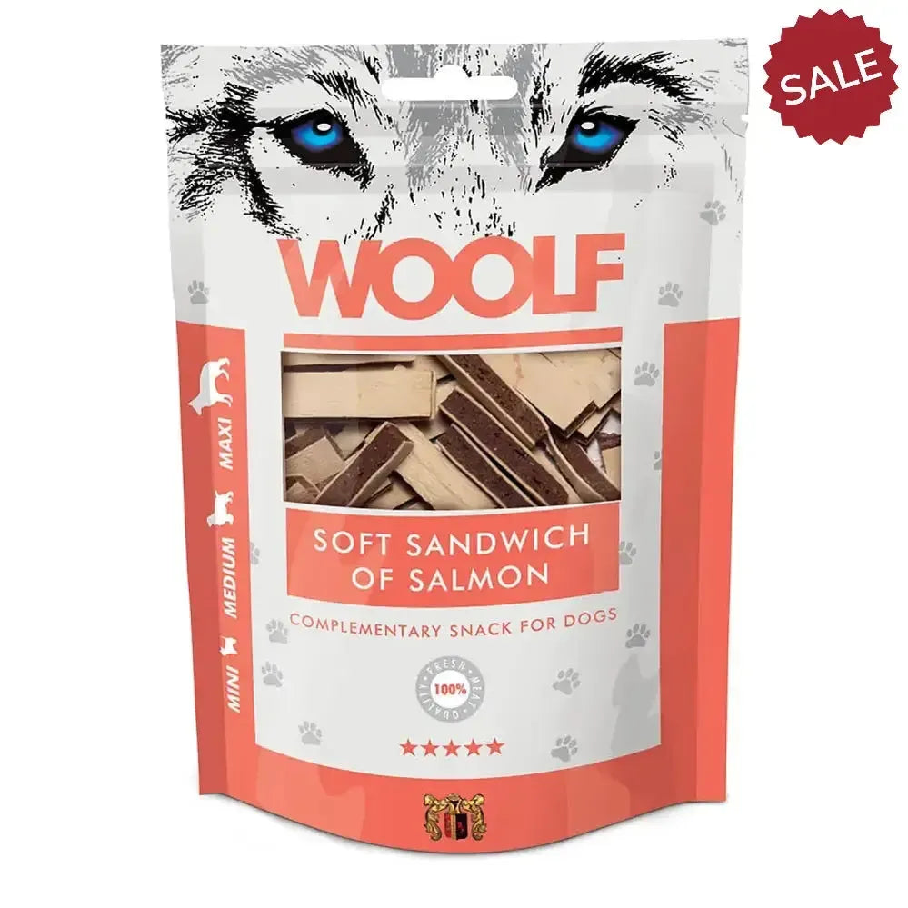 Woolf Soft Sandwich Of Salmon 100g Dog Treats
