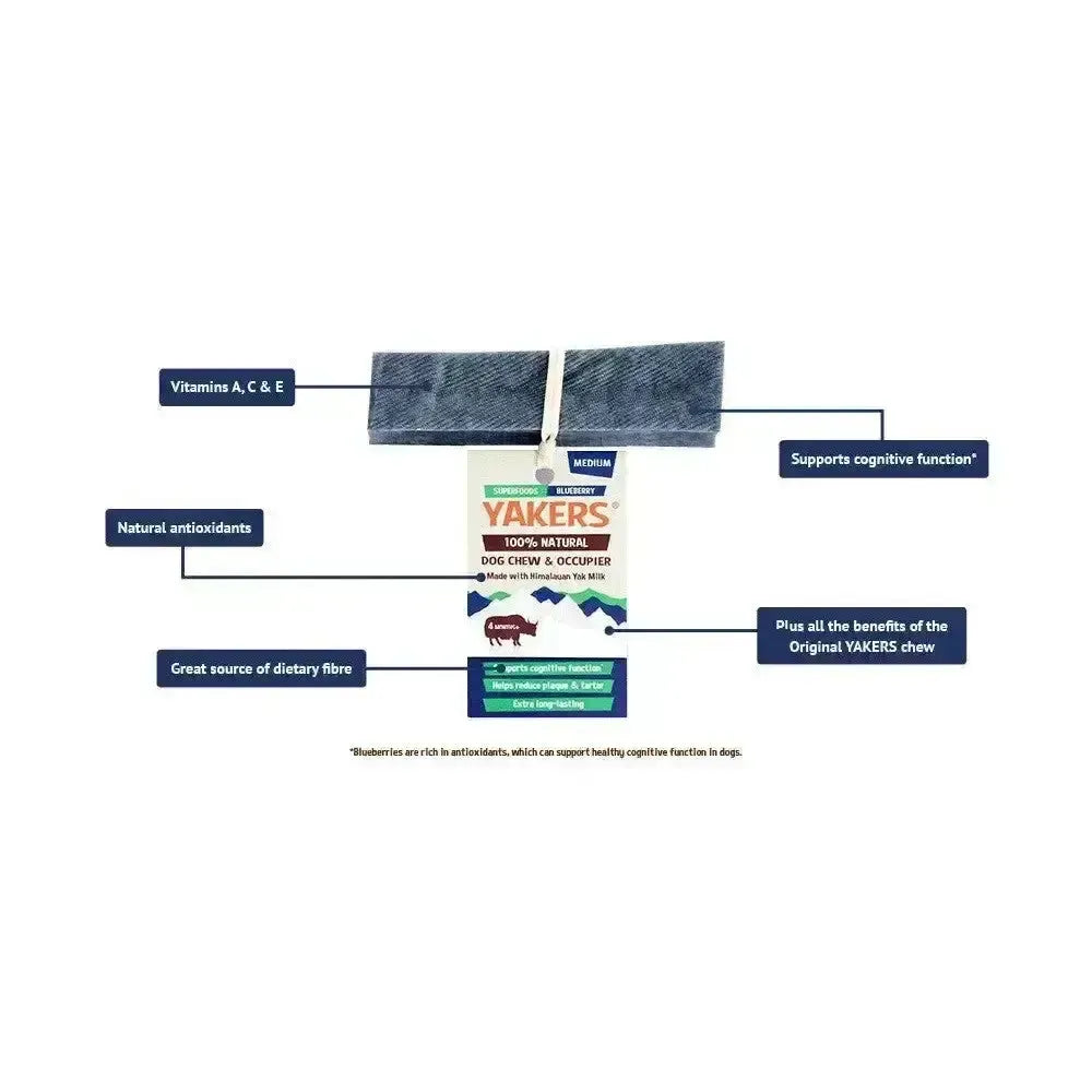 Yakers Dog Chew Blueberry Medium Dog Treats