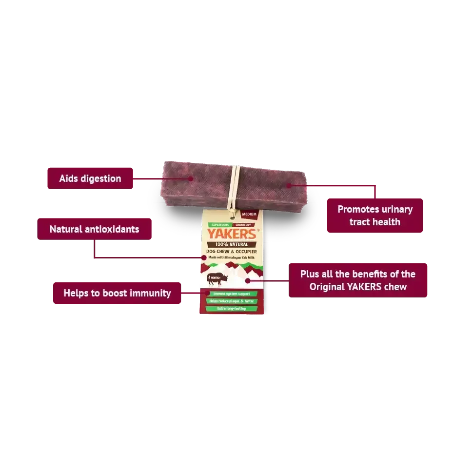 Yakers Dog Chew Cranberry Medium Dog Treats