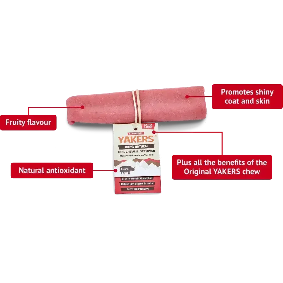 Yakers Dog Chew Strawberry Medium Dog Treats