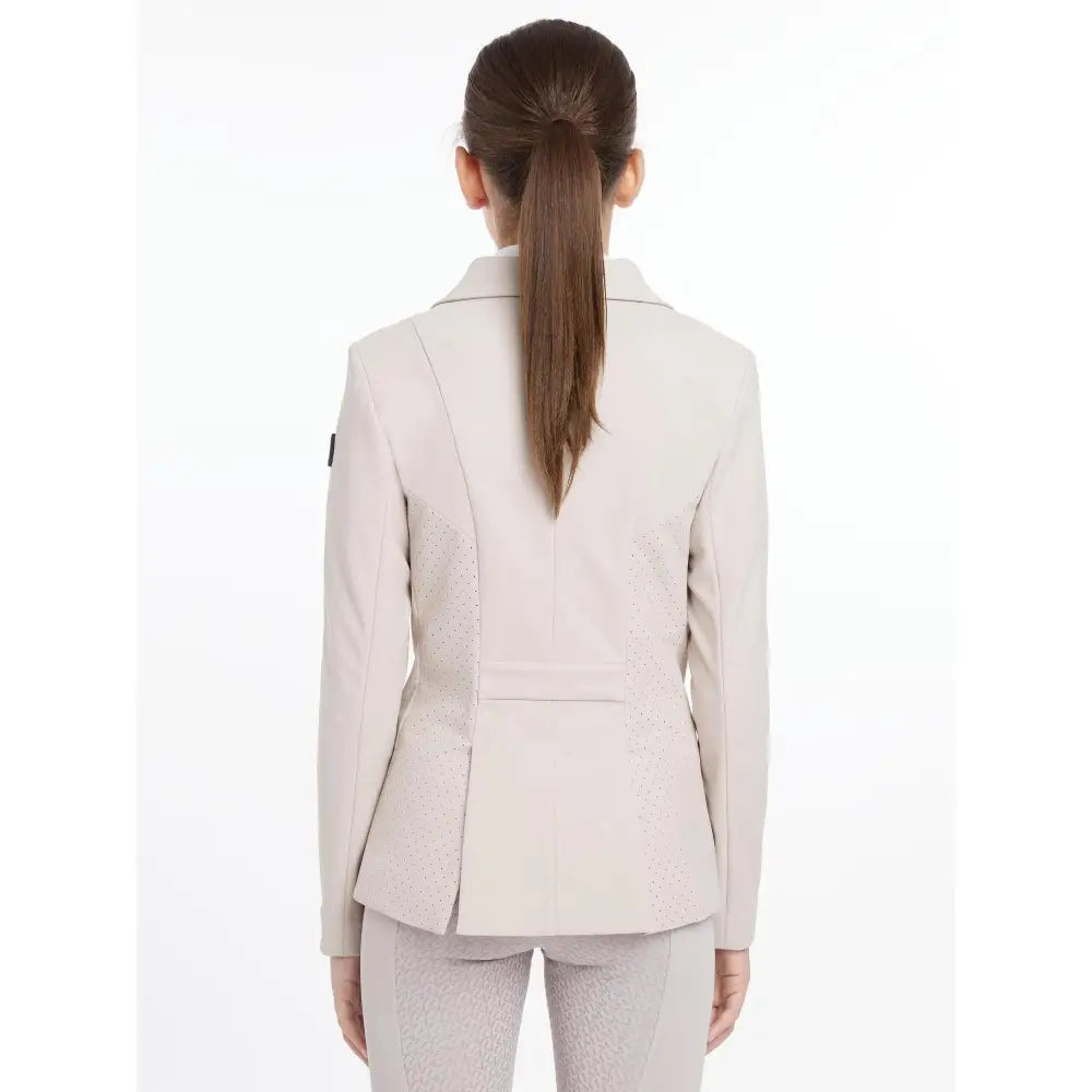 Beige lemieux young rider kennedy show jacket with subtle texture and structured shoulders for equestrian use