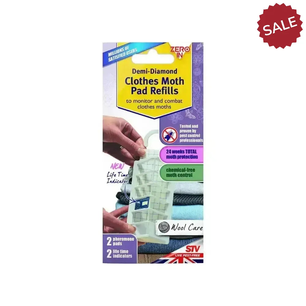 Zero In Demi-Diamond Clothes Moth Pad TWIN Pack Refill Pest Control