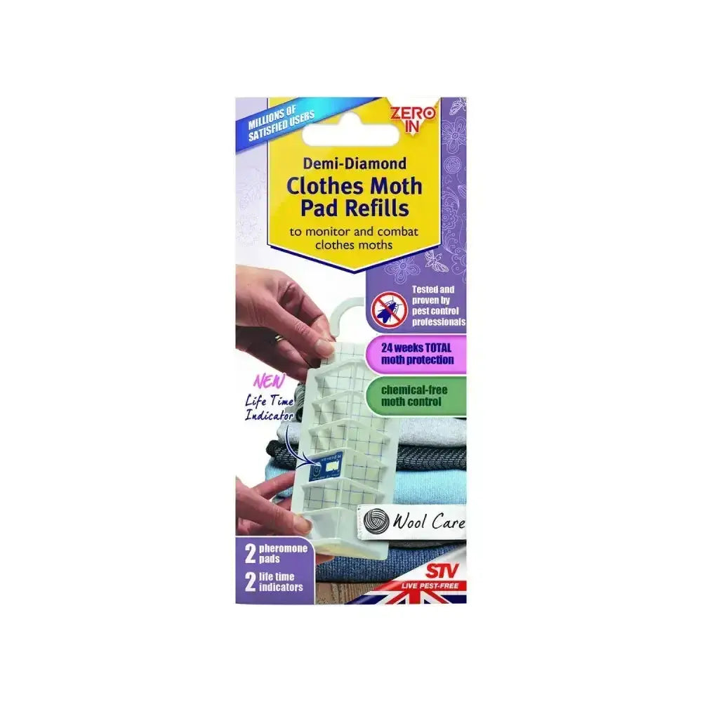 White plastic demi diamond clothes moth pad refills with grid design in colorful cardboard sleeve for moth pad refill
