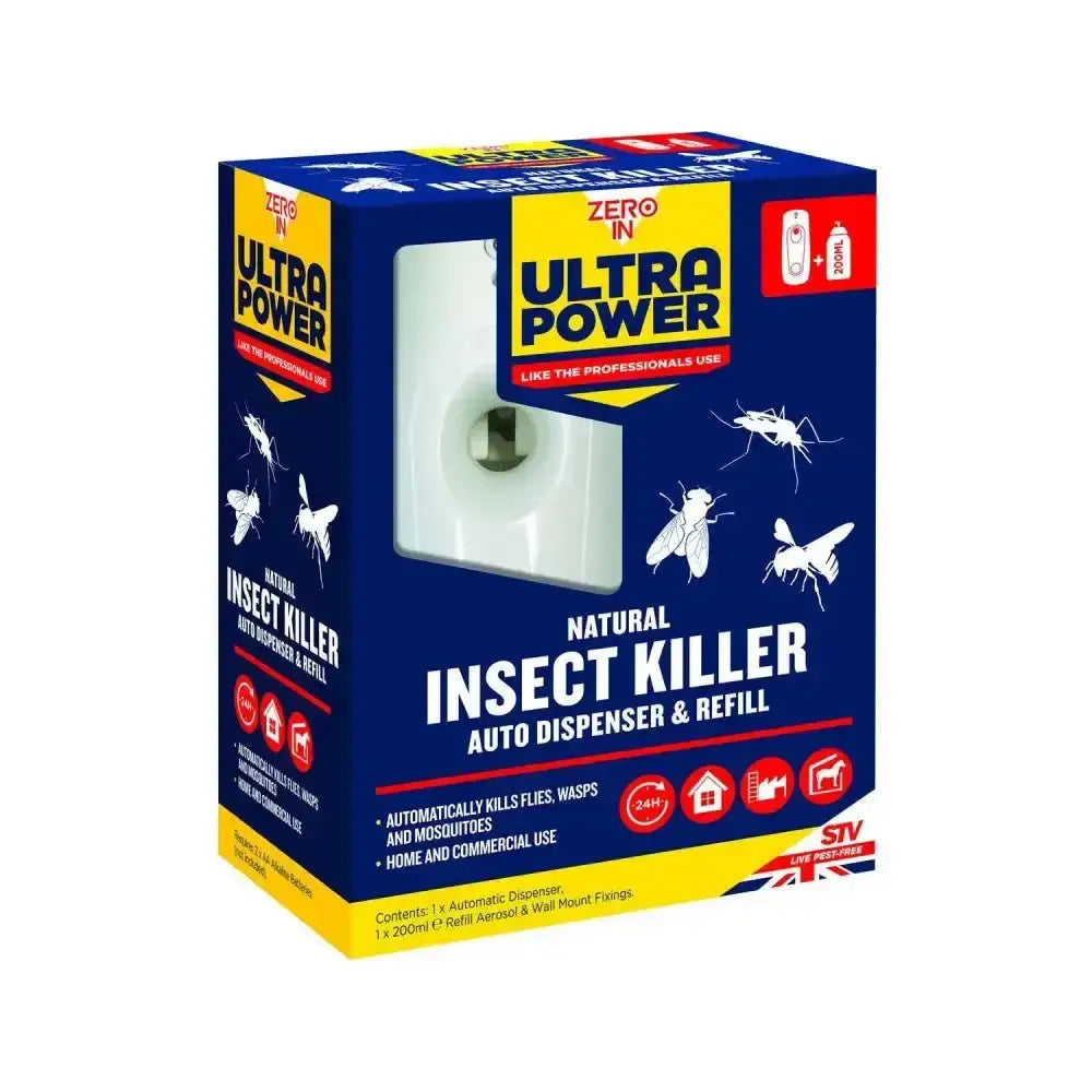 White plastic ultra power flying insect killer auto dispenser with refill pack for easy insect control