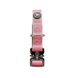 Pretty pink 2.5cm nylon btactical collar with black metal buckle and silver-toned hardware for dogs