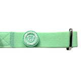 Mint green pvc btactical collar with silver buckle and circular better than vested emblem in pastel green leather