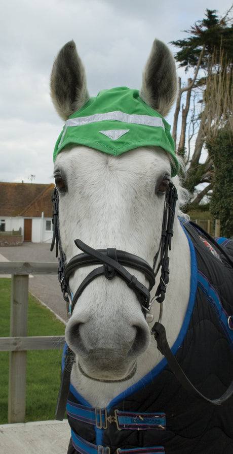 Hozhatz Reflective Ear Covers Green Horse Ear Bonnets Barnstaple Equestrian Supplies