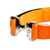 Bright orange 5cm nylon btactical dog collar with sturdy silver metal buckle and side release clasp in citrus orange