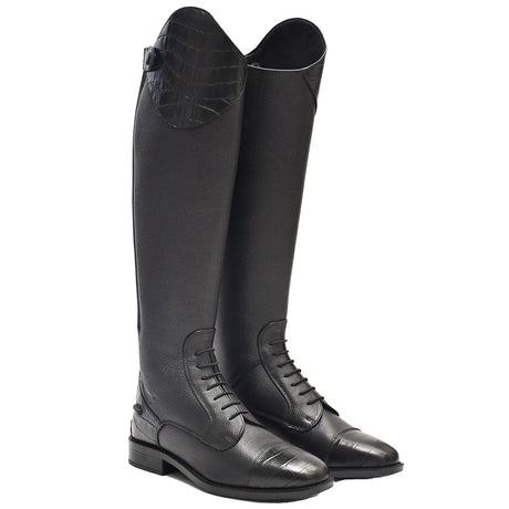 Rhinegold De-Luxe Leather Riding Boots With Mock Croc Trim