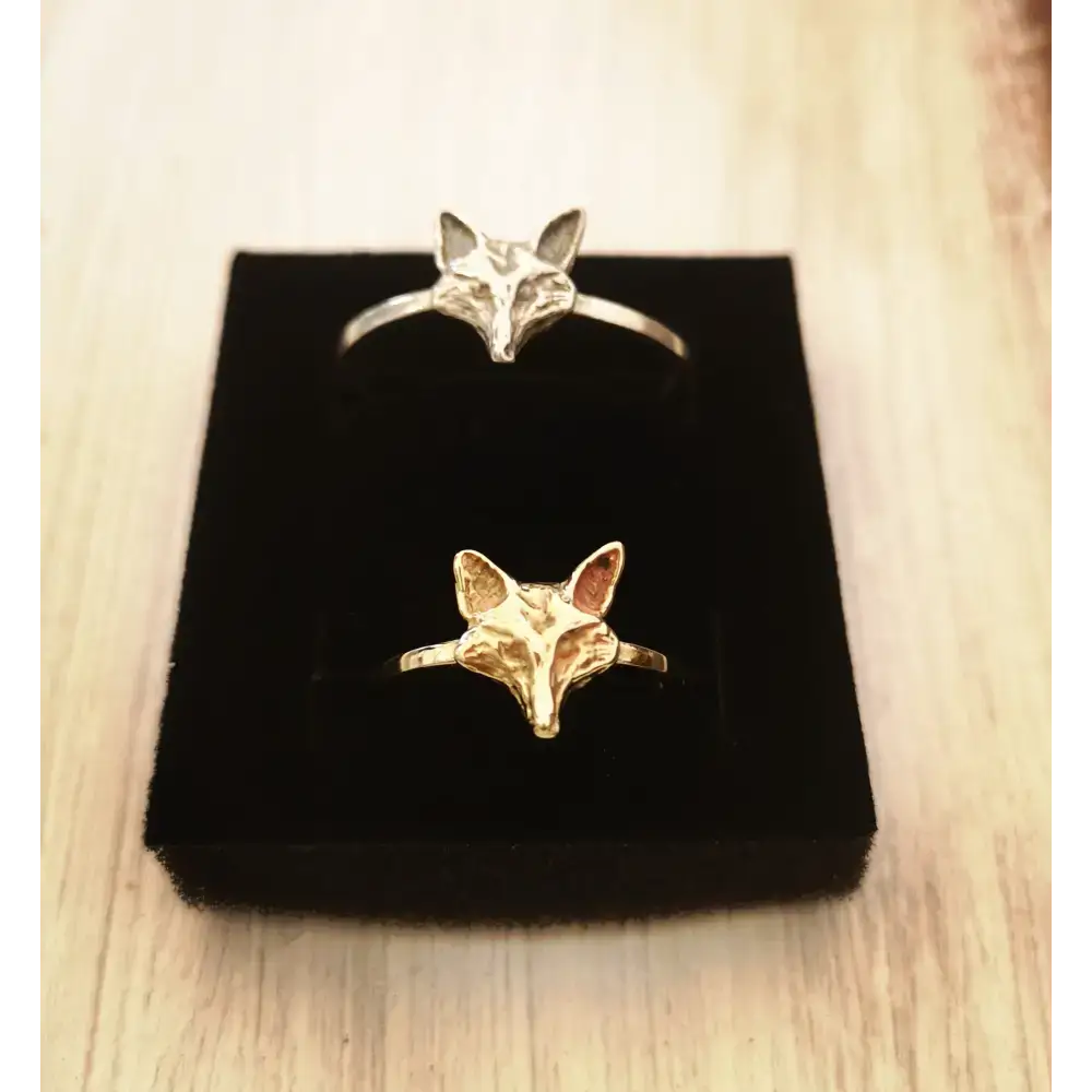 925 Silver Fox Ring – Nature-Inspired Handmade Gift for Animal Lovers G-Z 14ct GOLD Rings