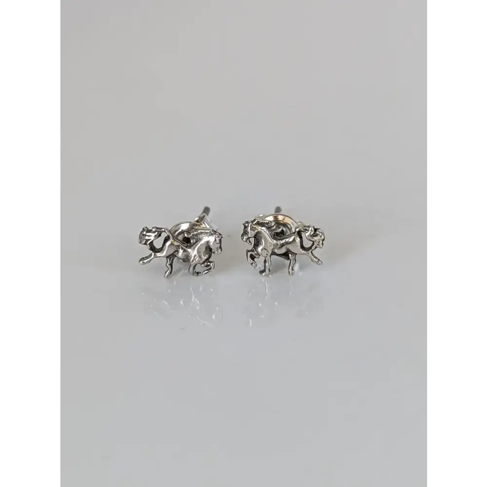 925 Silver Galloping Horse Studs – Handmade Equestrian Earrings Earrings